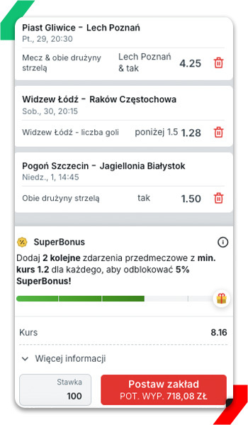 superbet kuponik ekstraklasa