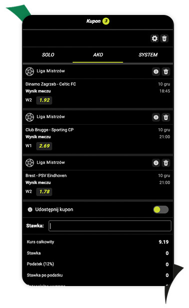 Kupon AKO GoBet Liga Mistrzów