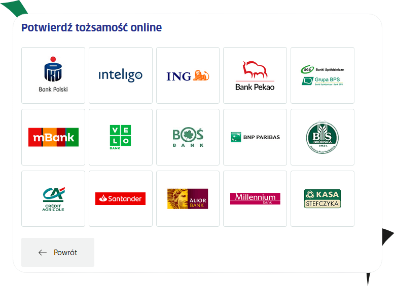 rejestracja przez bank - potwierdzenie tożsamości