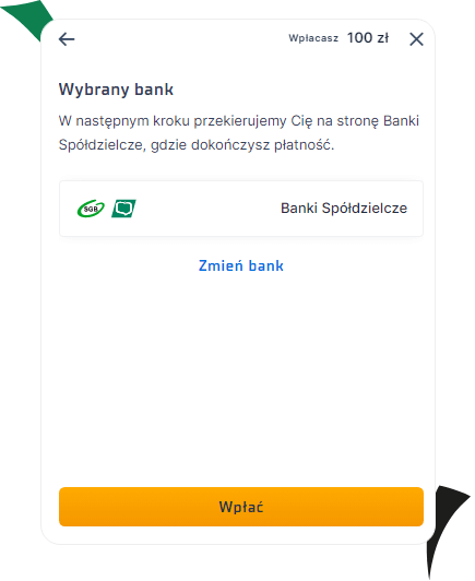 wybór banku przy wpłacie sts